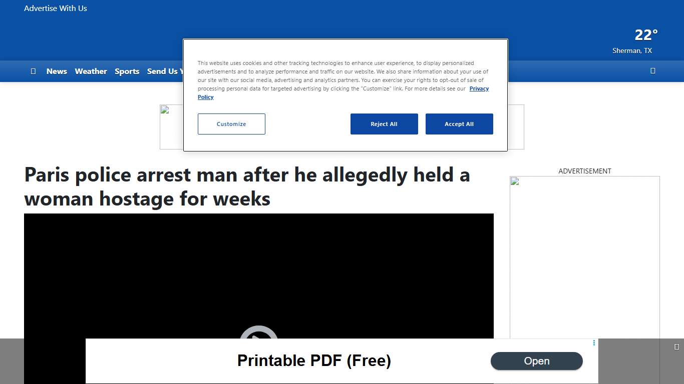 Paris police arrest man after he allegedly held a woman hostage for weeks